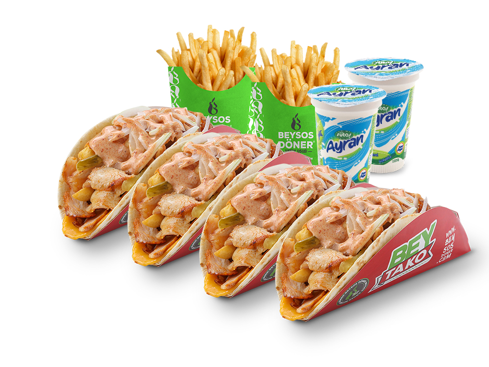 4'lü Bey Tako Tavuk Döner Menü